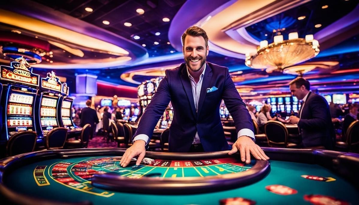 Pengguna Indonesia memainkan Live Casino na2121 di smartphone dengan tampilan dealer langsung